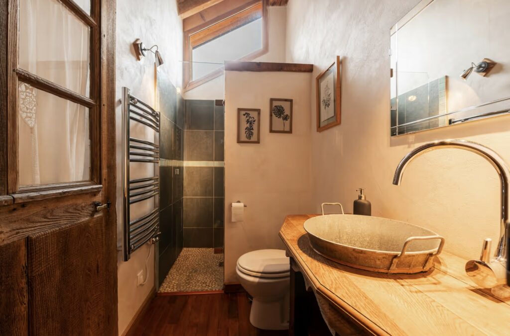 Salle de bain 3 du Chalet Alouette, vasque et douche